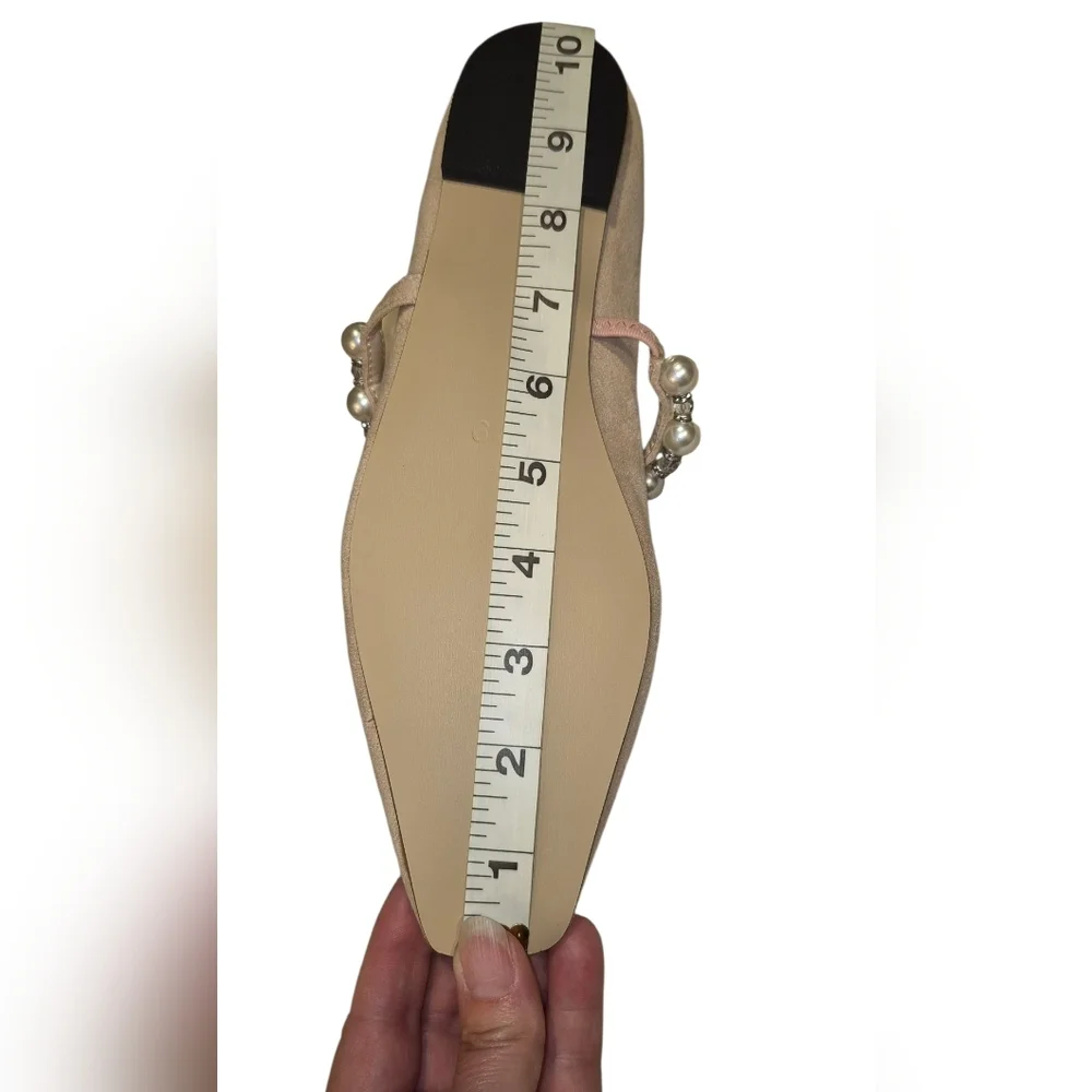 Elegant Beige Women's Shoes with Pearl Detailing - Picture 8 of 14